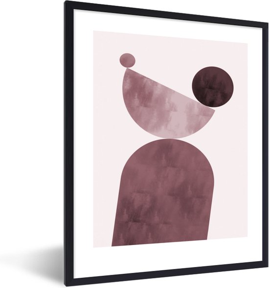 Cadre photo avec affiche - Formes - Abstrait - Pastel - Rose - 60x80 cm - Cadre pour affiche