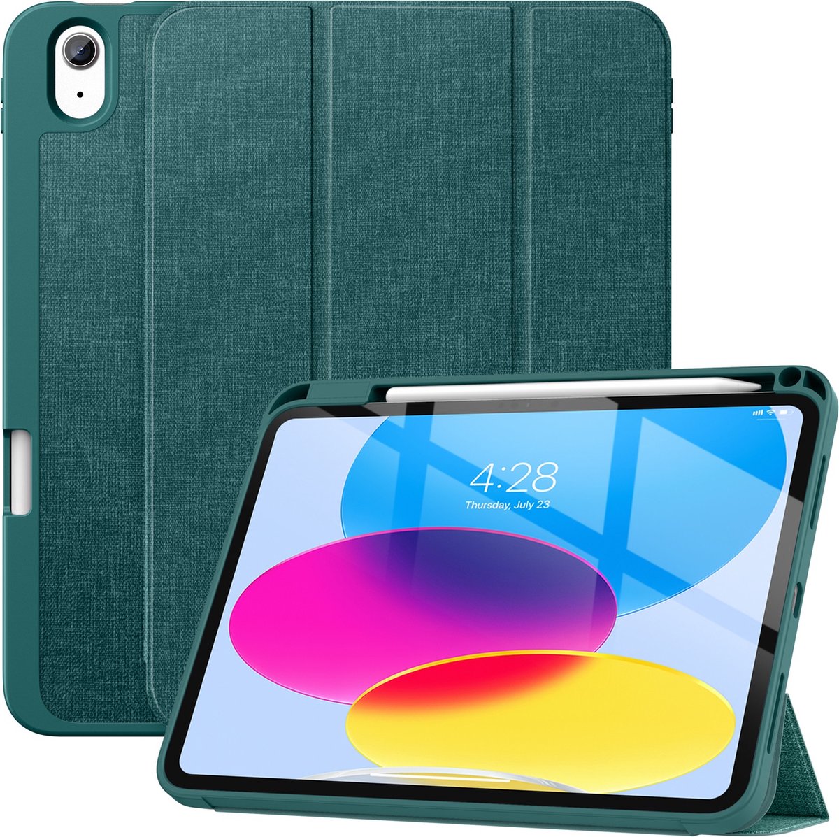 iPad Hoes 10e generatie - iPad 2022 Hoes - iPad 10.9 Inch Hoes - Solidenz iPad 10.9 Trifold Bookcase - Case Met Autowake - Hoes Met Pencil Houder - Groenblauw