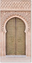 Wanddecoratie buiten Marokkaanse deur - Roze - Kunst - Poort - 80x160 cm - Tuindoek - Buitenposter