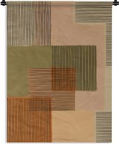 Wandkleed - Wanddoek - Abstract - Lijnen - Kubus - Patchwork - 90x120 cm - Wandtapijt