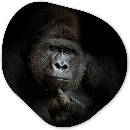 Gorilla - Aap - Dieren - Zwart wit - Asymmetrische spiegel vorm op kunststof