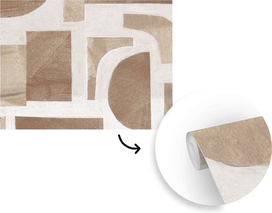 Behang - Fotobehang Vormen - Abstract - Puzzel - Hout - Breedte 300 cm x hoogte 240 cm - Behangpapier