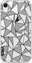 Casetastic Apple iPhone XR Hoesje - Softcover Hoesje met Design - Abstraction Lines Black Transparent Print