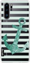 Casetastic Huawei P30 Pro Hoesje - Softcover Hoesje met Design - Glitter Anchor Mint Print