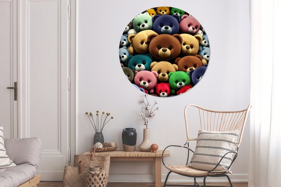 WallCircle - Cercle Mural - Cercle Mural - Ourson - Teddy - Design - Kids - Aluminium - Dibond - 120x120 cm - Intérieur et Extérieur XXL