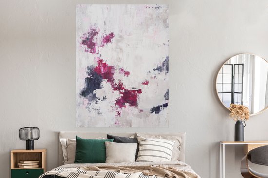 Poster Roze - Grijs - Verf - Abstract - 120x160 cm XXL