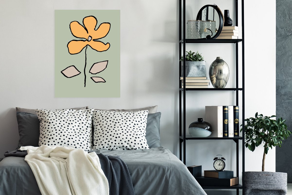Poster Bloem - Geel - Groen - Abstract - 60x80 cm