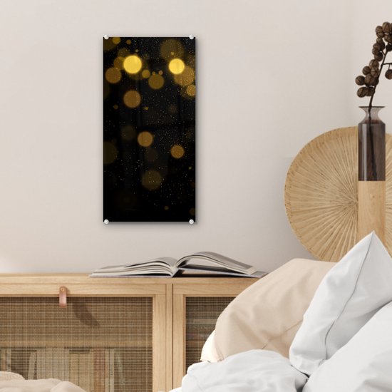 MuchoWow® Peinture sur verre 20x40 cm - Peinture sur verre - Or - Abstrait - Luxe - Zwart - Photo sur verre acrylique - Peintures