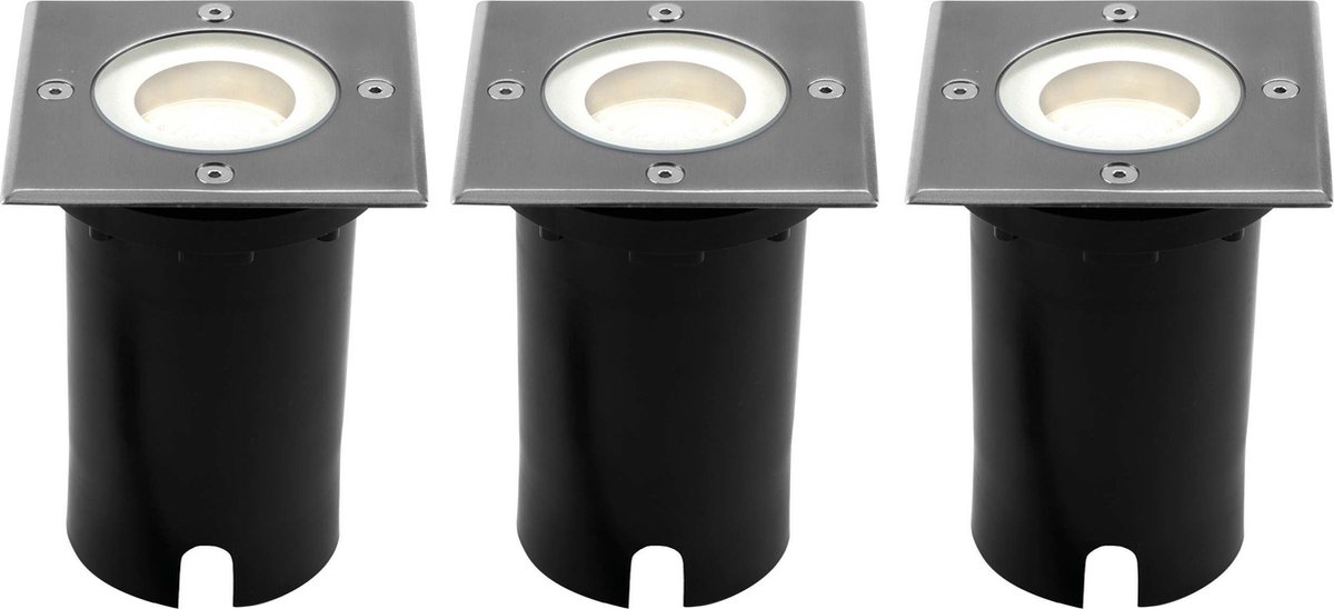 Ledvion Set van 3 LED Grondspot Buiten IP67 3W 230V 345Lm 4000K GU10 wit