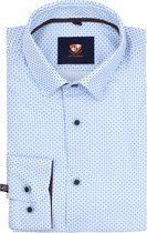 Suitable - Overhemd Print Lichtblauw - Heren - Maat 42 - Slim-fit