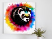 Effing Ferret kunst - 100x100 centimeter op Canvas | Foto op Canvas - wanddecoratie