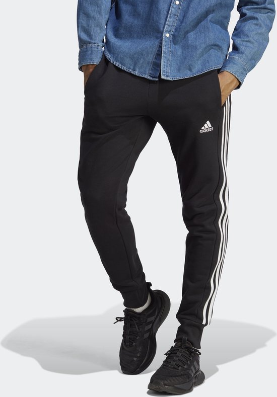 Pantalon adidas Sportswear Essentials French Terry Tapered Cuff 3-Stripes - Homme - Zwart - XL
