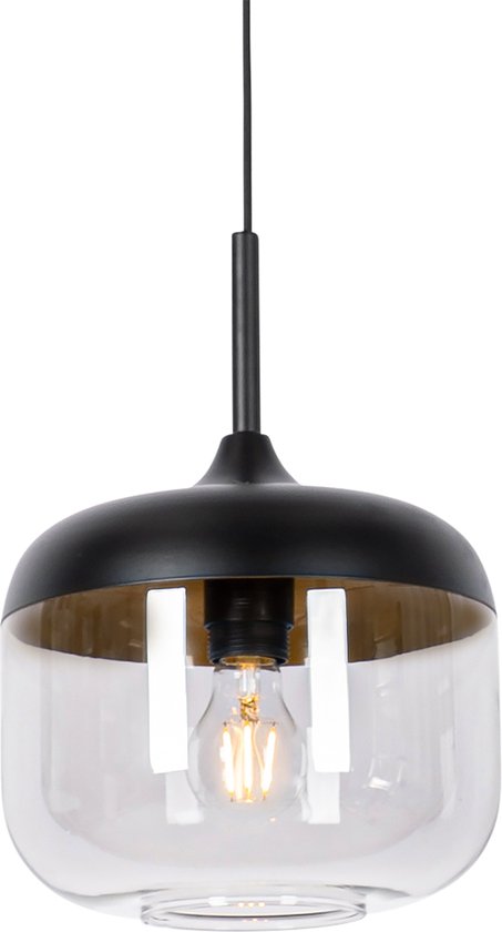 QAZQA kyan - Design Hanglamp - 1 lichts - Ø 24 cm - Zwart Goud - Woonkamer | Slaapkamer | Keuken
