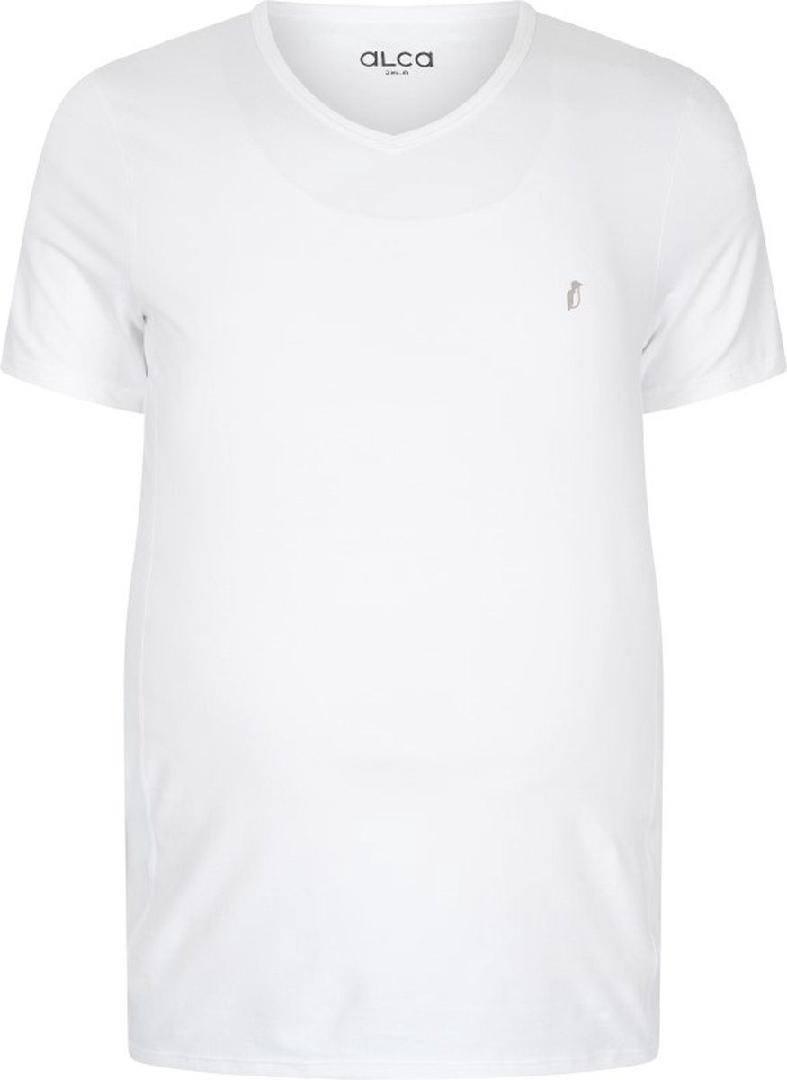 Alca Fashion - Heren T-Shirt V-Hals - Wit 4XL – Grote Maten Mannen - Katoen