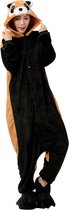 Wasbeer Rode Panda Onesie Pak Kostuum Outfit Huispak Jumpsuit Verkleedpak - Verkleedkleding - Halloween & Carnaval - SnugSquad - Kinderen & Volwassenen - Unisex - Maat XL voor Lichaamslengte (175 - 195 cm)