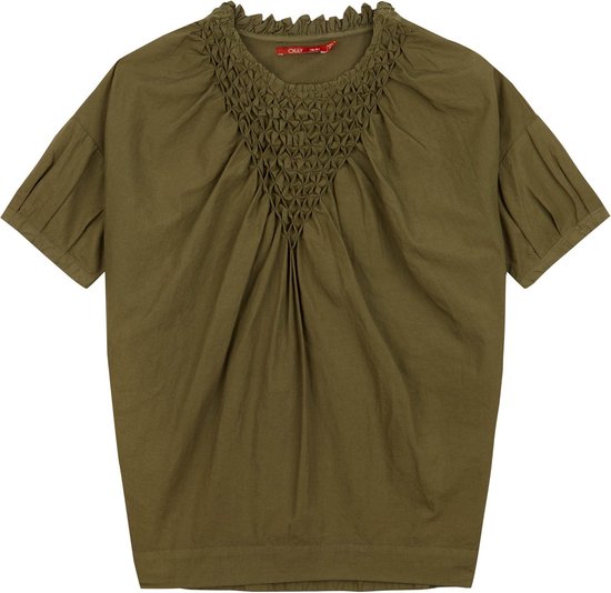 Daalder short sleeve dress 79 khaki smock Green: 104/4yr