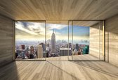 Fotobehang Window City Skyline Empire State NewYork | XXL - 312cm x 219cm | 130g/m2 Vlies