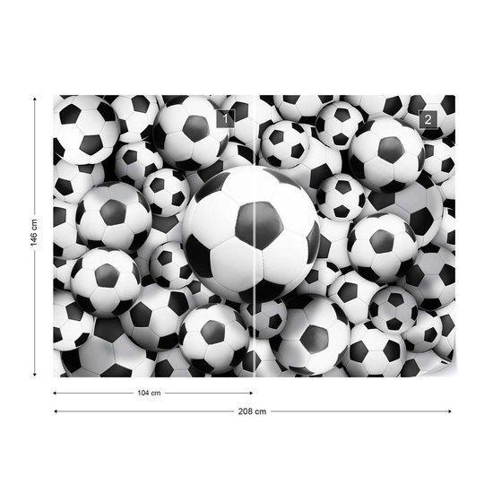 Fotobehang Footballs | XL - 208cm x 146cm | 130g/m2 Vlies