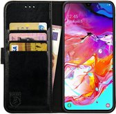 Rosso Element Book Case Wallet Hoesje Geschikt voor Samsung Galaxy A70 | Portemonnee | 3 Pasjes | Magneetsluiting | Stand Functie | Zwart
