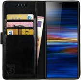 Rosso Element Book Case Wallet Hoesje Geschikt voor Sony Xperia 10 | Portemonnee | 3 Pasjes | Magneetsluiting | Stand Functie | Zwart