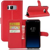 Lederen Samsung Galaxy S8 hoesje met kaarthouder Rood