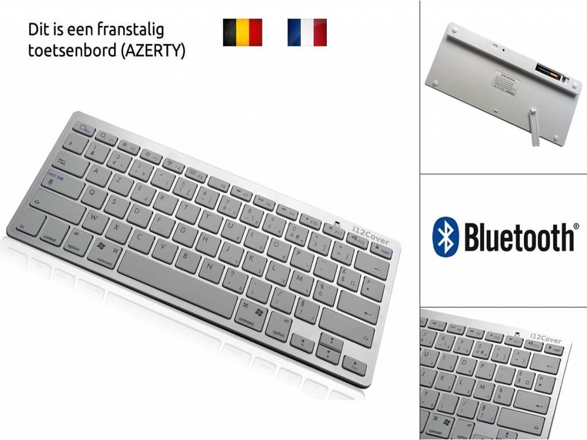 Belgique : clavier universel sans fil Bluetooth AZERTY BELGIAN, blanc,  marque i12Cover | bol.com