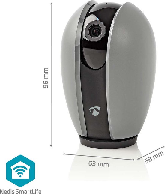 Nedis SmartLife Camera voor Binnen - Full HD 1080p - Pan tilt - Cloud Opslag (optioneel) / microSD (niet inbegrepen) - Nachtzicht - Donkergrijs / Wit — afbeelding 4
