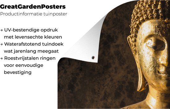 Décoration murale extérieure Bouddha - Image de Bouddha - Or - Spirituel - Zwart - 160x80 cm