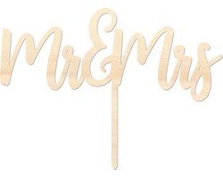 Houten caketopper / taarttopper - Mr & Mrs Lang - Taart / Cake topper op bestelling gemaakt