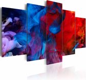 Schilderij - Dans van de gekleurde vlammen, 5 luik, Rood/Blauw, 2 maten, Premium print