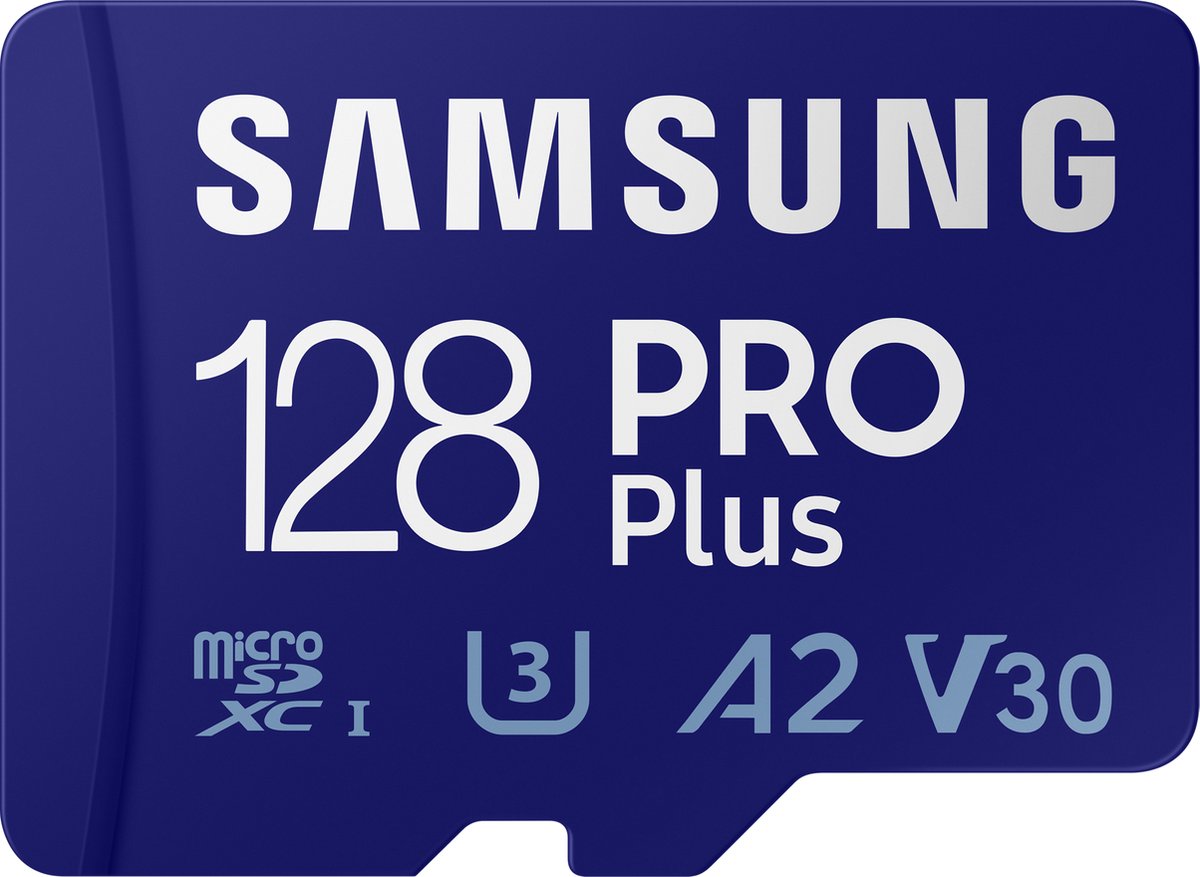 Samsung PRO Plus SDXC-kaart 128 GB Class 10, Class 10 UHS-I, UHS-I, v30 Video Speed Class 4K-video-ondersteuning, A2-ve - Samsung