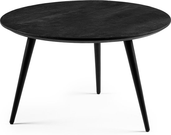 Dusky Mango - Salontafel - rond - mango - zwart - 3 stalen poten - zwart