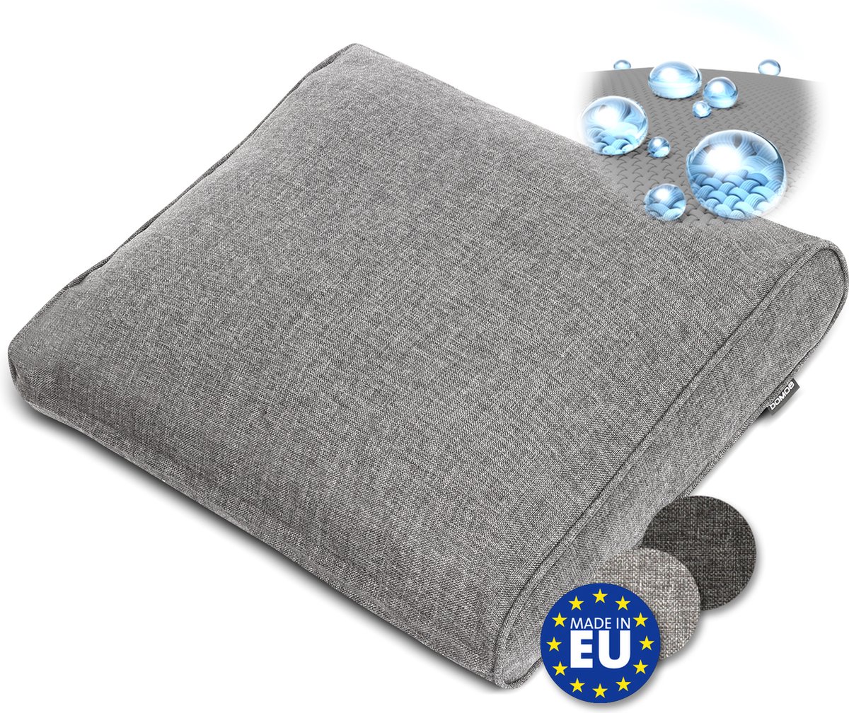 bomoe ilano – Outdoor Lounge Rugkussen 50x40cm – Tuinkussen 10cm dik, Wasbaar & UV Bescherming – Lichtgrijs