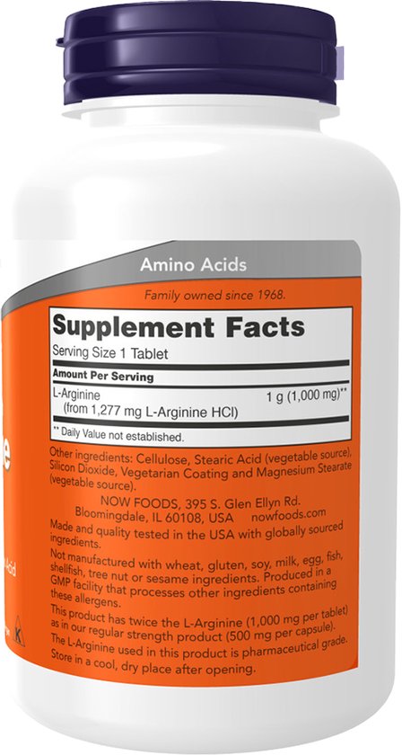 L-Arginine 1000mg - 120 tabletten - Now Foods