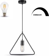 Geometrische hanglamp triangel - kleur zwart incl. Dimbare filament LED lamp extra warm wit - 2200K - 800 lumen