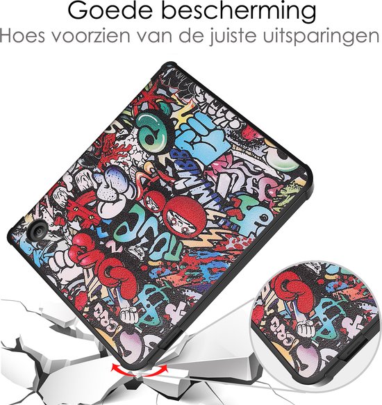 Hoes Geschikt voor Kobo Sage Hoesje Bookcase Cover Book Case Hoes Sleepcover Trifold - Graffity van Fifty Five — afbeelding 4