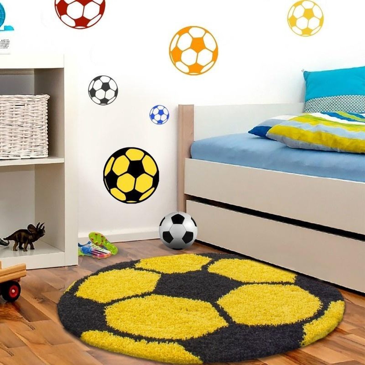 Rond Hoogpolig vloerkleed - Fun Geel Ø 100cm