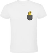 Gele parkiet in borstzakje Heren T-shirt - vogel - bird - schattig - cute - dierenvriend - nieuwsgierig