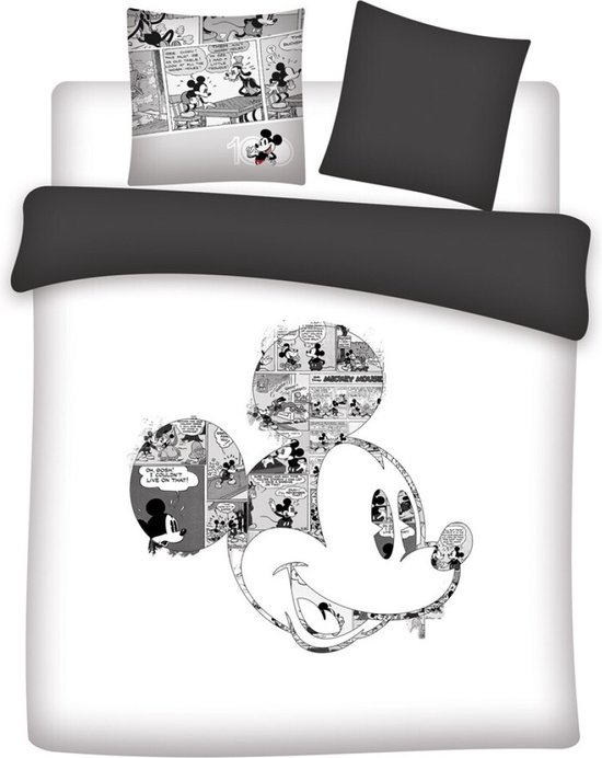 dekbedovertrek Disney Mickey Cartoon - Lits Jumeaux - 240 x 220 / 2 x 65 x 65 cm - Katoen
