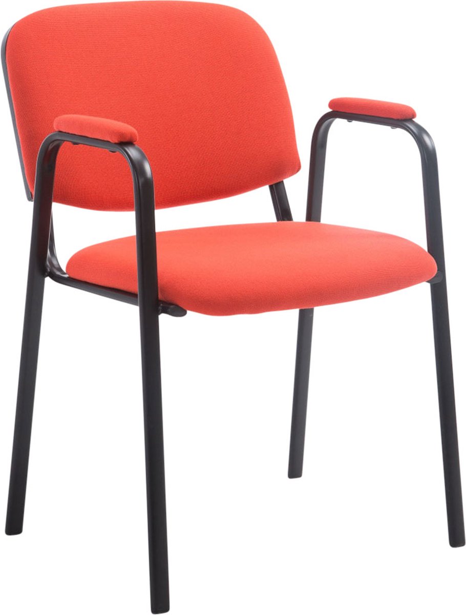 Bezoekersstoel - Eetkamerstoel - Gerolt - Rode stof - zwart frame - comfortabel - modern design - set van 1 - Zithoogte 47 cm - Deluxe