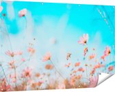 Gards Tuinposter Paarse Kosmos Bloemen - 150x100 cm - Tuindoek - Tuindecoratie - Wanddecoratie buiten - Tuinschilderij