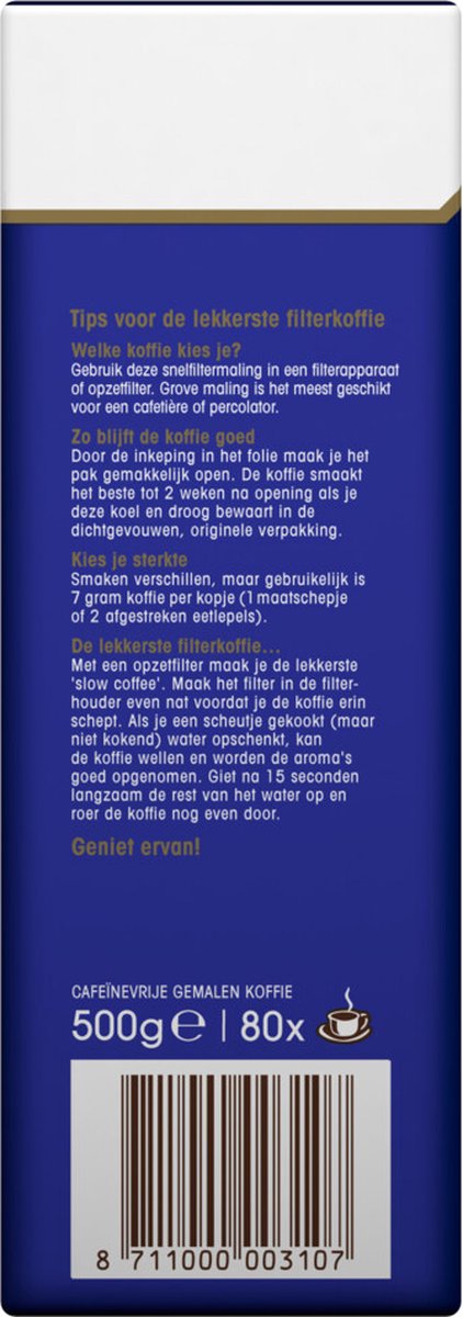 Jacobs Douwe Egberts BE Douwe Egberts Decafe Koffie Snelfilter Maling 500 gr thumbnail 6