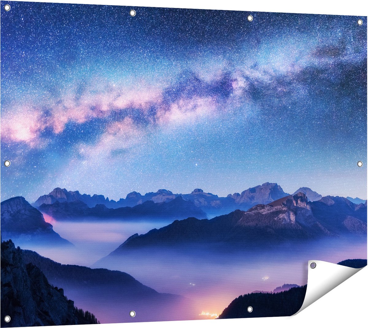 Gards Tuinposter Melkweg bij de Bergen in Itali� - 120x90 cm - Tuindoek - Tuindecoratie - Wanddecoratie buiten - Tuinschilderij Multikleur