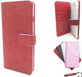 Rood Glitter Glamm Wallet / Book Case / Boekhoesje/ Telefoonhoesje / Hoesje iPhone 6/6S met vakje voor pasjes, geld en fotovakje