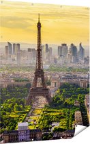 Gards Tuinposter Skyline van Parijs met de Eiffeltoren - 120x160 cm - Tuindoek - Tuindecoratie - Wanddecoratie buiten - Tuinschilderij