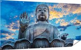 Gards Affiche jardin Image Bouddha au Temple - 200x100 cm - Toile jardin - Décoration de jardin - Décoration murale extérieur - Tableau jardin
