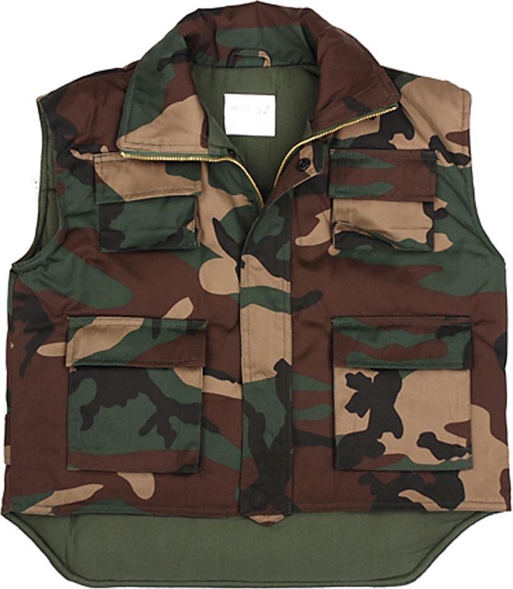 Fostex Garments Kids padded vest woodland Groen