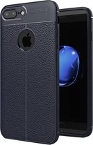 Litchi TPU Case geschikt voor iPhone 7 Plus / iPhone 8 Plus - Blauw