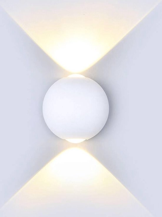 LED wandlamp 6 Watt 3000K tweezijdig oplichtend IP65 witte Globe | bol.com