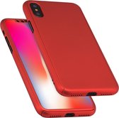 360 graden volledige dekking Afneembaar pc-hoesje met gehard glas voor iPhone XS Max (rood)